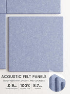 Bumusty Large Cork Board 47"x35" Alternative - 12 Pack Felt Wall Tiles with 70 Safe Removable Adhesive Tabs, 30 Pushpins, Cork Boards for Walls Pin Board Bulletin Board Office Decor (Soft Periwinkle)