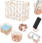 Fei Bi Hanging Rose Gold File Organizer, equipped with a 6-piece set of rose gold desktop accessories