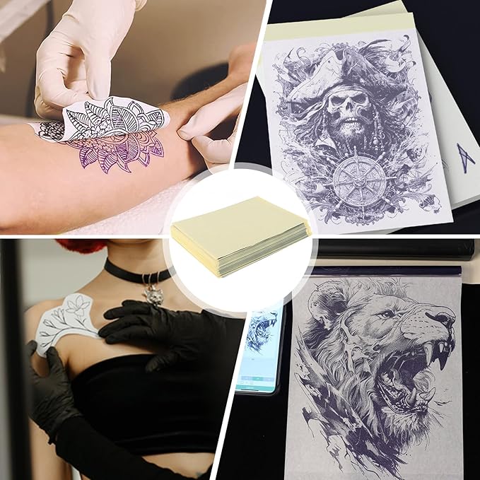 Yangna Tattoo Transfer Paper 50 Sheets A4 Thermal Stencil Paper for Tattoo Artists, 4-Layer Design Works with Thermal Copier Machines & Hand Tracing