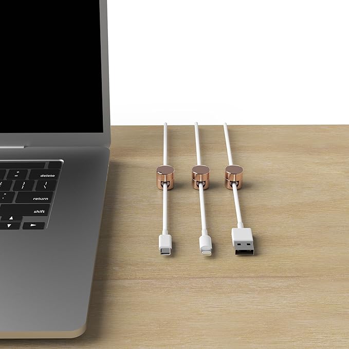 ICONIT Cable Anchors for Desk Organization | Premium Aluminum Cord Organizers | Charger + Cable Management Clips for Home & Office | Stylish, Sturdy, & Functional | (3 Pack) (Copper)