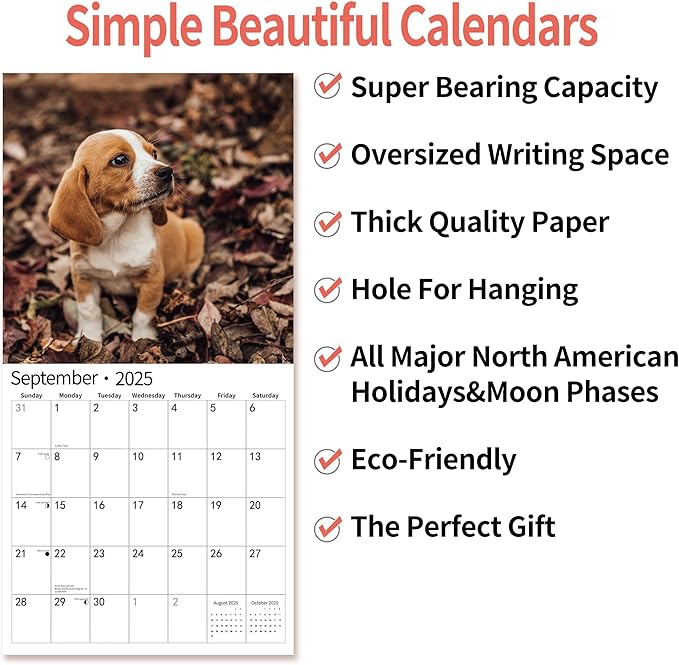 2026 Wall Calendar,Calendar 2026, November 2025 - December 2026, Wall Calendar Beagles, 12" x 24" Opened,Full Page Months Thick & Sturdy Paper for Calendar Organizing & Planning