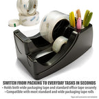 Officemate Recycled 2-in-1 Heavy Duty Tape Dispenser, 1" and 3" Cores, Black (96690)