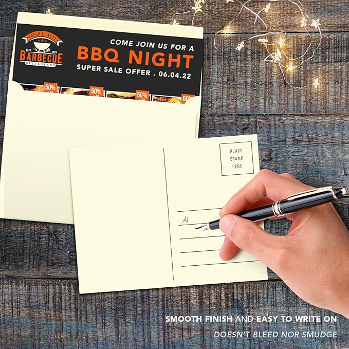 Blank Cream Natural Flat Note Cards and Envelopes – Heavyweight Off-White Cards for Invitations, Greetings, Postcards and Announcements | 5" x 7” (A7 Size) | 50 per Pack | NOT A Fold Over Card