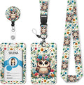 Teacher Lanyards for ID Badges, Owl Badge Holder Retractable Lanyard Name Tags Vertical Card Holder, Detachable Lanyard Badge Reel Retractable, Nurse Workers Women Office Gifts