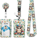 Teacher Lanyards for ID Badges, Owl Badge Holder Retractable Lanyard Name Tags Vertical Card Holder, Detachable Lanyard Badge Reel Retractable, Nurse Workers Women Office Gifts