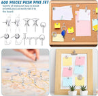 600 Pcs Decorative Push Pins, Clear Thumb Tacks 6 Types Cute Push Pin Clips for Bulletin Board Wall Cork Board Colorful Classroom Decor Teacher Must Haves Supplies School Crafts Project