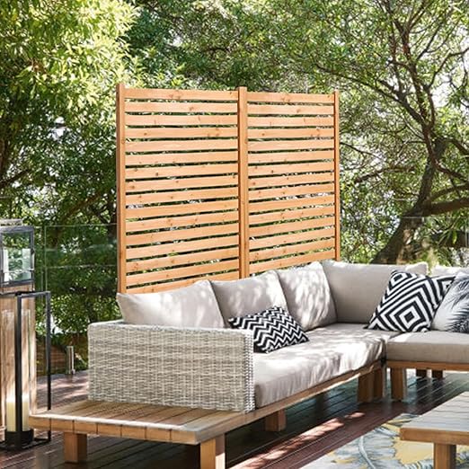 VEVOR Wooden Privacy Screen,36" W x 73" H Outdoor Privacy Screen, Freestanding Wood Privacy Panel with Stand,Outdoor Divider for Balcony Patio Lawn Garden