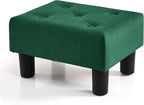 BRIAN & DANY Small Foot Stool, Velvet Foot Stools with Legs, Stable Small Footstool for Living Room, Green