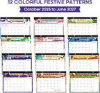 3 Pack of Desk Calendar 2026, 21 Months Calendar Runs from October 2025 to June 2027 - Large 17" x 12" Desktop/Wall Monthly Planner for Home School, or Office - Watercolor Festival