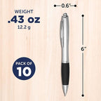 DISCOUNT PROMOS Ballpoint Pens With Rubber Grip, 10 pack, Black Ink Writing Pens in Bulk, Black
