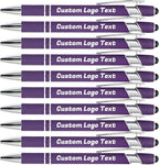 HEYZARDA Personalized Pens with Name Text Logo Custom Ballpoint Pen for Business Office Events with Stylus for Touchscreen 50 Pcs Dark Purple