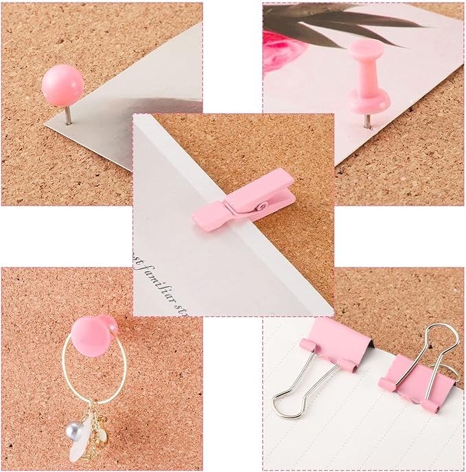 200 Pieces Push Pins Pink Thumb Tacks Cute Decorative Push Pins for Cork Board, 5 Style for Bulletin Boards Wall Maps Pictures Office