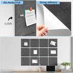 Baysola Large Cork Boards for Walls – 48" x 36" Self Adhesive Felt Wall Tiles, Ideal for Office Wall Organizing Bulletin Board, Easy to Install Cork Boards Felt Board