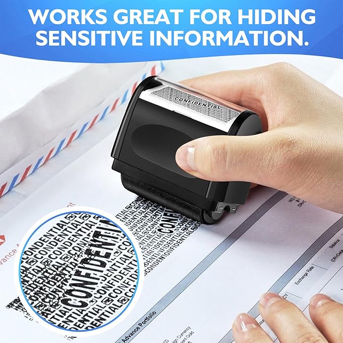 Identity Theft Protection Roller Stamp - Confidential Roller Stamp for Identity Protection & Security Stamp- Blocks Out Privacy Information, Guard Your Address & ID (3 Pack)