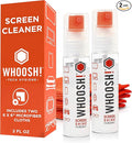 WHOOSH! Screen Shine Go 2-Pack – Two 1 fl oz Refillable Touchscreen Cleaners with Microfiber Cloths for Car, iPad, Laptop and Eyeglasses – Powerful Streak-Free Cleaning – Pocket-Sized, TSA-Approved
