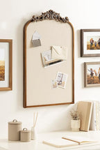 Kate and Laurel Arendahl Arch Pinboard; Gold; 19 x 31; Framed Arched Ornate Vintage Pinboard for Unique Display; Organization; and Decor Options
