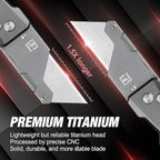 FLISSA Advanced Titanium Utility Knife, CNC Unibody, Lightweight All Metal Folding Box Cutter, Quick Change Blade Razor Knife,Ideal Gifts for Men Women, with 10 Extra Blades