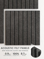 Bumusty Large Cork Board Alternative-36 x24 Felt Bulletin Board Tiles, with 30 Pushpins, 40 Adhesive Tabs, 6-Pack Slat Wall Paneling, Cork Boards for Office Push Pin Board Felt Board-Charcoal Gray