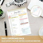 Tlenpo To Do List Notebook Pad, Daily Planner Notepad, 60 Sheets Double Sided Spiral Notebook, Perfect for Daily Tasks, Goal Setting, Home, School, 5.1 x 7 Inch, Boho