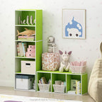 Furinno LUDER Book Shelf, 5-Cube Bookshelf, Bookcase with Open Shelf, 9.4 x 15.8 x 52, for Living Room, Bedroom, Home Office, White/Green