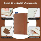 IN-LUXPRO Planner 2026 Daily Weekly and Monthly,8.5"x6.5",12 Months Spiral Bound Calendar Agenda with Self-adhesive Pen Holder,2026 Appointment Book with Vegan Leather Soft Cover,Brown