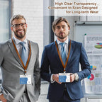 100 Pcs Lanyards for ID Badges and 100 Pcs Clear Name Tag Holders Reusable Lanyard with Clip Plastic ID Card Badge Holder Name Badges for Adults Kids Business School Office Supplies (Brown)