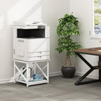 Fannova 23.6 x 23.6 Inches Large Printer Stand, 2 Tier Square Printer Table with Storage Shelf for Home Office, Multi-use Rolling Cart with Wheels for Laser, 3D Printer and Mini Fridge - White