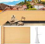 iCover 3x10ft Balcony Privacy Screen Fence, UV-Resistant Railing Fencing Cover for Porch Deck Patio Garden Backyard, Cable Zip Ties Included, Sand