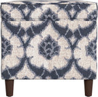 Spatial Order Home Decor | Dinah Collection Modern Storage Ottoman | Ottoman with Storage for Living Room & Bedroom(Blue Medallion Print)