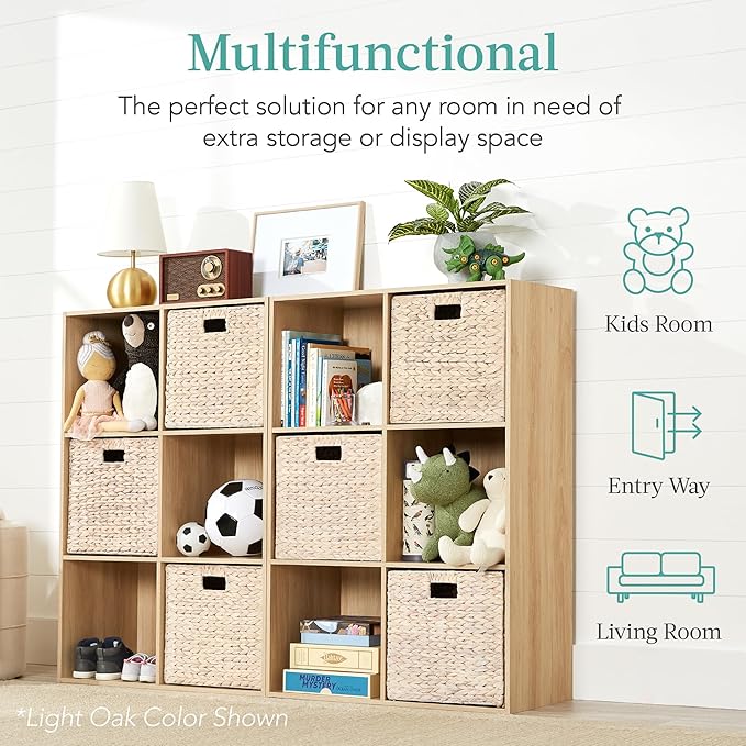 Best Choice Products 6-Cube Storage Organizer, 13.5in Shelf Opening, Bookcase, Display Shelf, Customizable w/ 3 Removable Back Panels – Whitewash