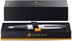 Cross ATX Refillable Fountain Presented in a Luxury Gift Box - Medium Point, Black Ink, Sandblasted Chrome