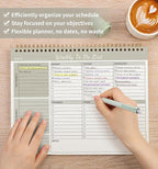 104 Pgs Weekly To Do List Notepad, 52 Duplex-Printed Undated Sheets 100 GSM（8.5"×11") Weekly Desk Planner For Work Home School Office Desk Accessories Supplies & Goal Setting Tasks - Beige