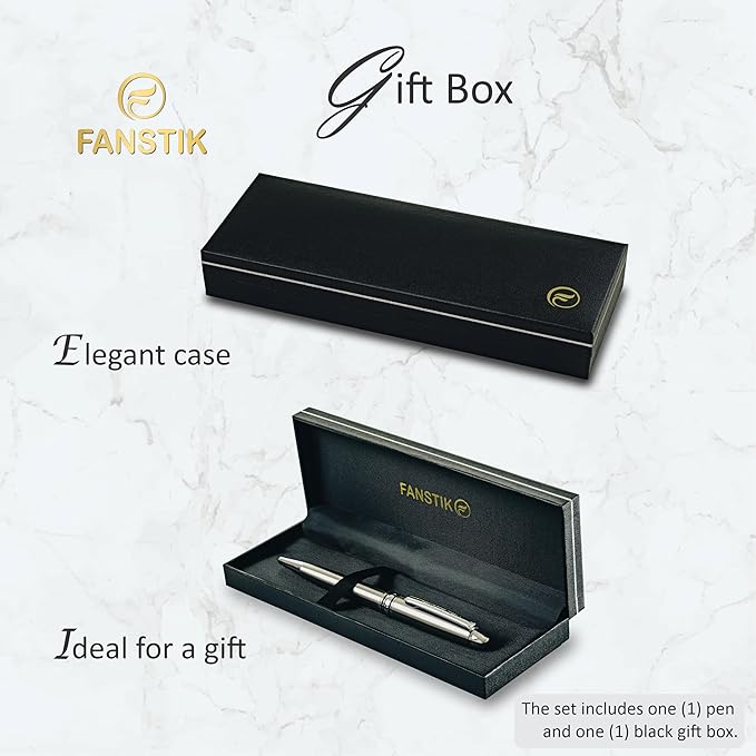 FANSTIK Customized BallPoint pen with name (MADE IN USA), stainless steel, Silver, luxury engraved pen personalized for men and for women. (BallPoint Silver)