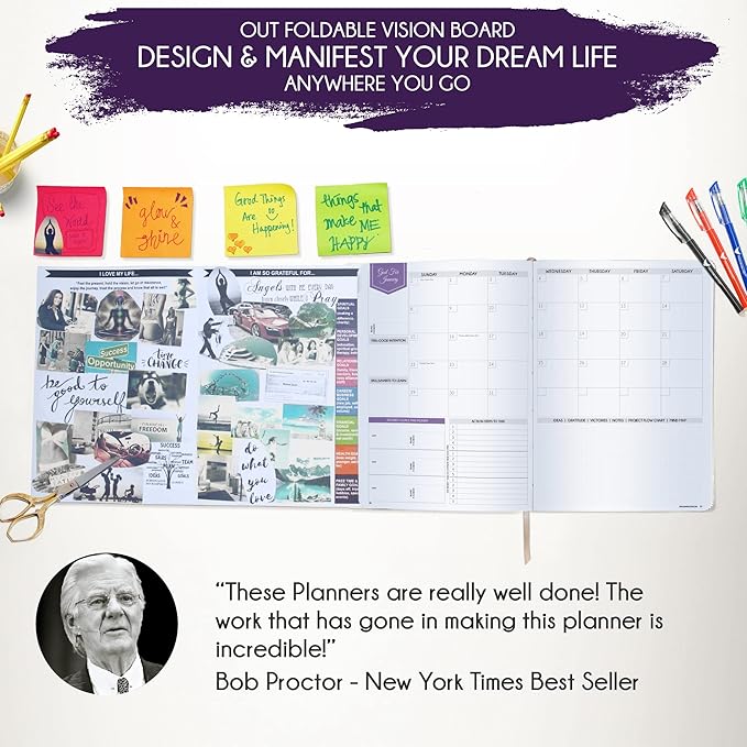 Law of Attraction Planner 2026 Deluxe with Productivity App | Weekly & Monthly Goal-Setting Planner, Life & Gratitude Journal | Include Foldable Vision Board, Gift Box & Stickers