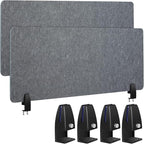 Wesiti 2 Pcs Acoustic Desk Divider Noise Reducing Desk Privacy Panel for Student Table Standing Sound Proof Divider Desktop Claw Office Furniture Partition for Classroom(Gray,47.24 x 15.75 Inches)