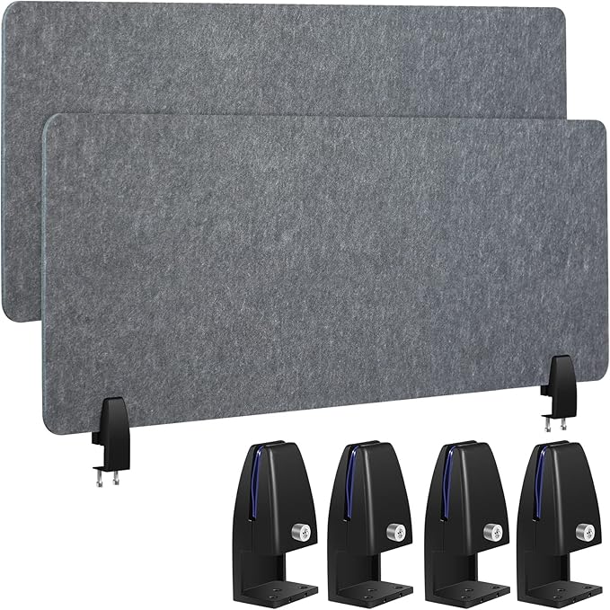 Wesiti 2 Pcs Acoustic Desk Divider Noise Reducing Desk Privacy Panel for Student Table Standing Sound Proof Divider Desktop Claw Office Furniture Partition for Classroom(Gray,47.24 x 15.75 Inches)