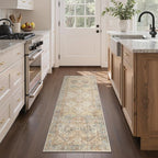 GENIMO Runner Rug 2x7 Non Slip Machine Washable Hallway Runner Vintage Rug, Low Pile Lightweight Rugs for Entryway, Hallway, Kitchen and Corridor, Warm Brown