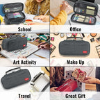 JOINPRO Pencil Case, Large Capacity Pencil Case Organizer; Double Zipper Storage Bag; Big Pencil Pouch for College School Office Teen Girl Boy Men Women Adult