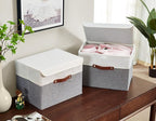DECOMOMO Fabric Storage Bins with Lid, Storage Baskets for Shelves (Grey and White, 3 Pack)