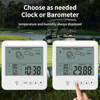 Digital Barometer Ambient Weather Forecast Clock Thermometer and Hygrometer for Golf Cart, Boat, Home, Office Easy to See Time, Temperature, Humidity, & Pressure