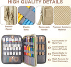 VASCHY Colored Pencil Case, Corduroy Large Pencil Pouch for Art Pens Markers Gel Pens Big Holder Organizer Fits 192 Pencils for Girls Women Camel