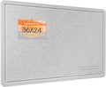 Lightomorrow Bulletin Board, 36 x 24 Inches Felt Pin Board, Cork Alternative for Wall, 3' x 2' Foldable Self-Adhesive Vision Board with 20 Pushpins - Light Gray