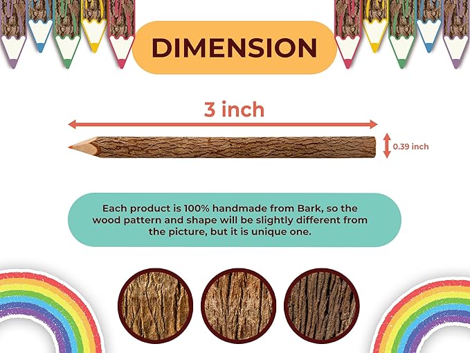 BSIRI Professional Coloring Pencils Assorted-Stick Twig Outdoor Colored Wooden Pencil Tree for Child Camping Decorations Color Wood, Colored Pencils Wedding Decorations (3 Inch Long)