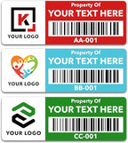Custom Asset Tags (Upload Your Logo) - Asset Labels with Barcodes - 2” x 0.7” (50-5000 Labels)