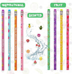 Leinuosen 60 Pcs Scented Pencils Bulk for Kids Inspirational Cute Fun Wood Smelly Pencils with Erasers Fruit Elements for School Classroom Office Students