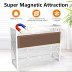 KZWKRG 4 Tier Magnetic File Holder, Large Capacity Mesh Hanging Wall Organizer Vertical Magnetic Hanging File Organizer, Magnetic File Folder Holder for File Cabinets, Office, Whiteboard (White)