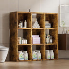 COMHOMA 9 Wood Cube Storage Organizer with Open Back and Removable Back Panels, 11In Brown Cube Storage Bookshelf, Cubicle Shelf Bookcase for Home Office Bedroom Living Room, Vertical or Horizontal