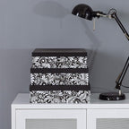 Soul & Lane Modern Botanical Decorative Cardboard Boxes with Lids, Set of 3 Black and White Floral Letter Storage for Documents, Memory Boxes for Keepsakes, Photos, Scrapbooks
