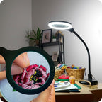 Brightech LightView Pro Flex 2 in 1 Magnifying Desk Lamp, 2.25x Light Magnifier, Adjustable Gooseneck Magnifying Glass with Light for Crafts, Reading, Close Work