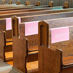 Buryeah 12 Pcs Reserved Seating Signs for Chairs Church Pew Reserved Chair Signs Placeholder with Printed Words for Weddings Parties Celebrations Receptions Church or Event (Pink)
